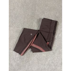 Lululemon Women's Speed Limit Crop 23" Tight Striped High-Rise Cherry‎ Cola Sz 2